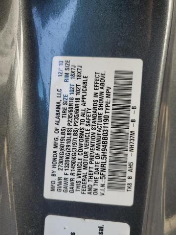 Photo 10 from auction – 2011 HONDA ODYSSEY TO with VIN 5FNRL5H94BB031190