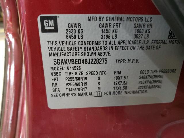 Photo 10 from auction – 2011 BUICK ENCLAVE CX with VIN 5GAKVBED4BJ228275