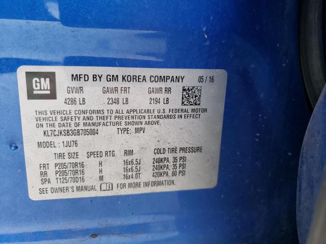 Photo 10 from auction – 2016 CHEVROLET TRAX LS with VIN KL7CJKSB3GB705004