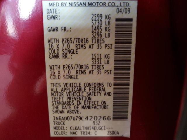 Photo 10 from auction – 2009 NISSAN FRONTIER C with VIN 1N6AD07U79C420266