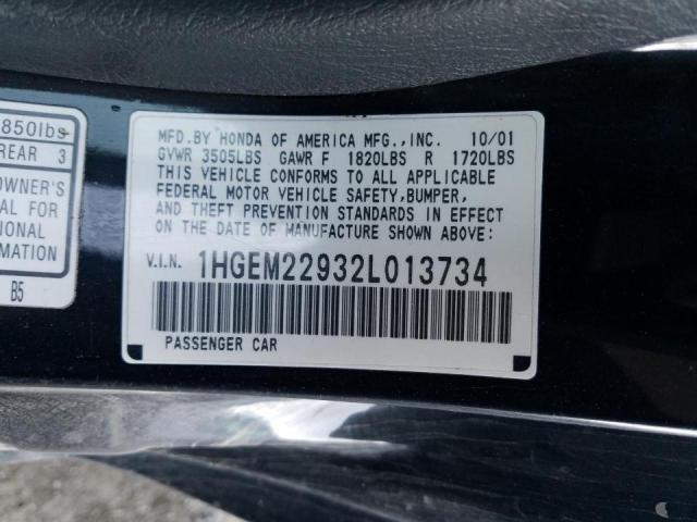 Photo 10 from auction – 2002 HONDA CIVIC EX with VIN 1HGEM22932L013734