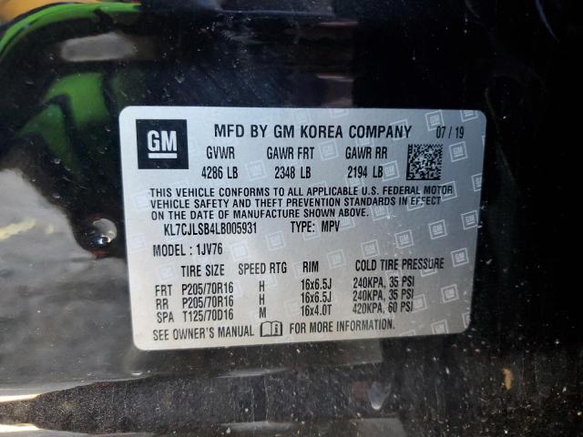Photo 10 from auction – 2020 CHEVROLET TRAX 1LT with VIN KL7CJLSB4LB005931