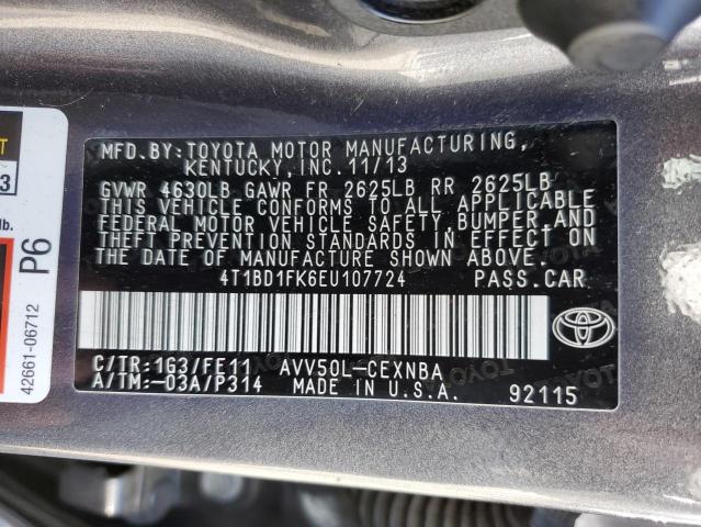 Photo 10 from auction – 2014 TOYOTA CAMRY HYBR with VIN 4T1BD1FK6EU107724