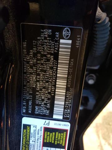 Photo 10 from auction – 2012 TOYOTA CAMRY BASE with VIN 4T4BF1FKXCR248227