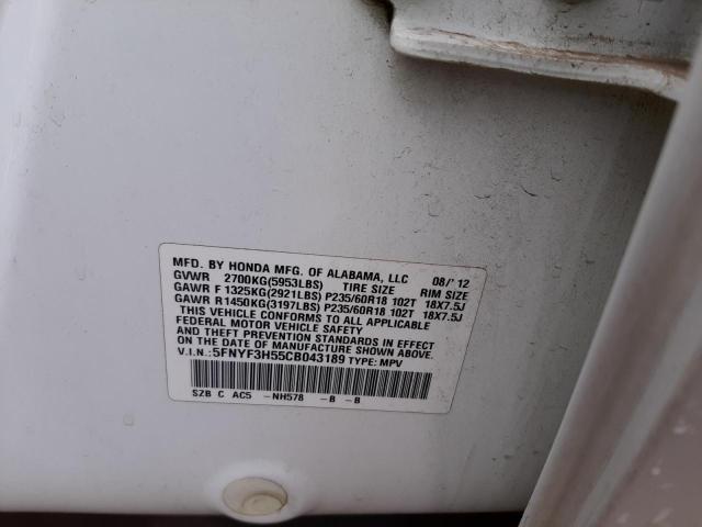 Photo 10 from auction – 2012 HONDA PILOT EXL with VIN 5FNYF3H55CB043189