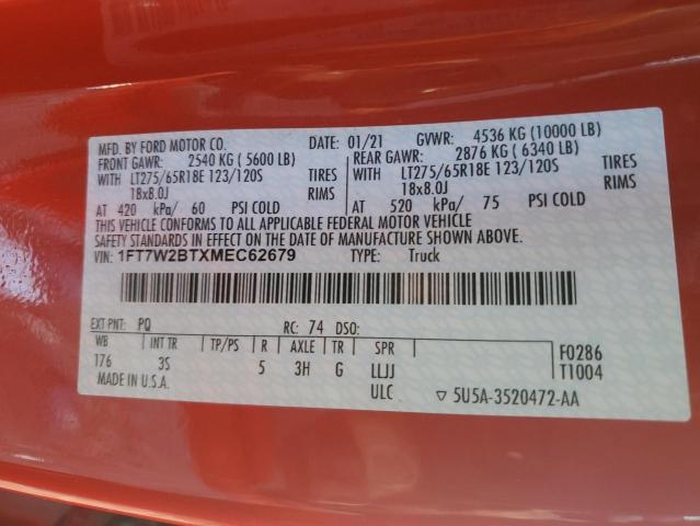 Photo 10 from auction – 2021 FORD F250 SUPER with VIN 1FT7W2BTXMEC62679
