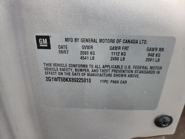 Photo 10 from auction – 2008 CHEVROLET IMPALA with VIN 2G1WT58KX89225010