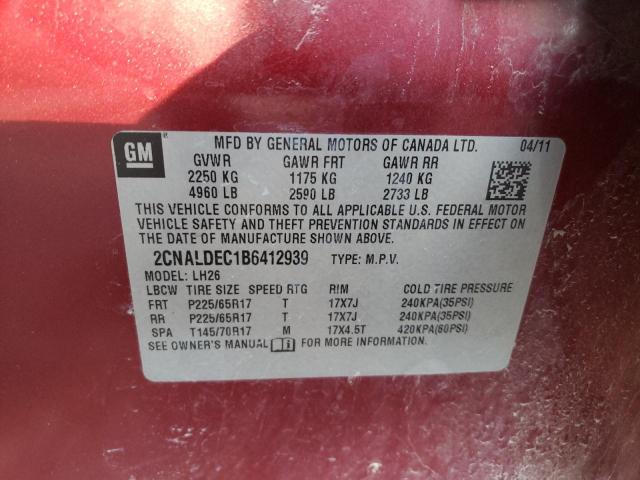 Zdjęcie 10 z aukcji – 2011 CHEVROLET EQUINOX LT z VIN 2CNALDEC1B6412939