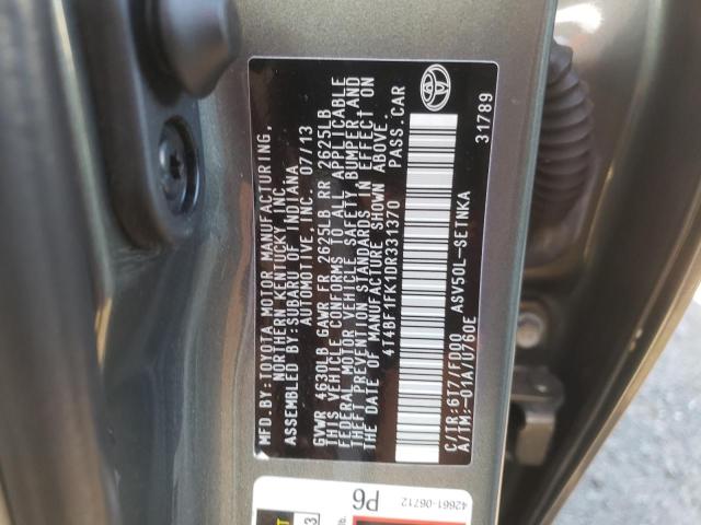 Photo 10 from auction – 2013 TOYOTA CAMRY L with VIN 4T4BF1FK1DR331370