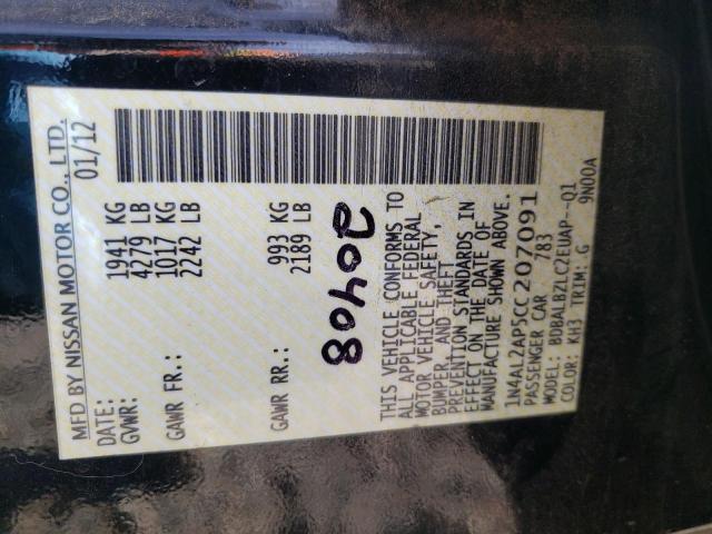Photo 10 from auction – 2012 NISSAN ALTIMA BAS with VIN 1N4AL2AP5CC207091