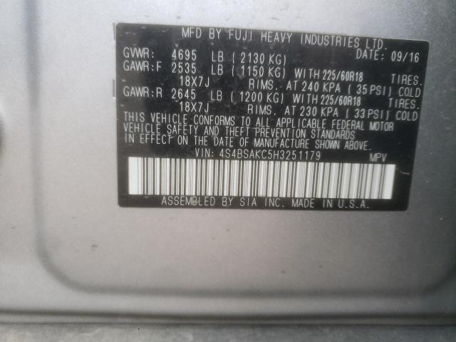 Фото 10 с аукциона – 2017 SUBARU OUTBACK 2. с VIN 4S4BSAKC5H3251179