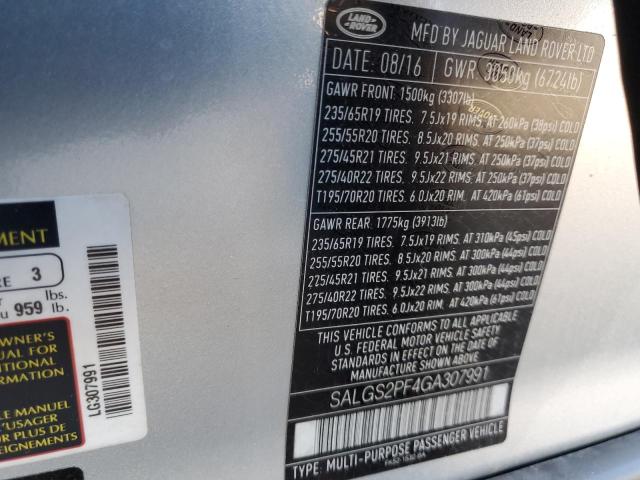 Photo 10 from auction – 2016 LAND ROVER RANGE ROVE with VIN SALGS2PF4GA307991