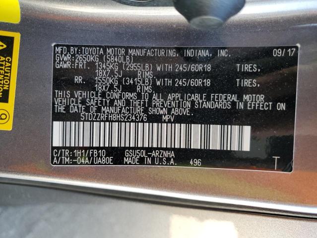 Photo 10 from auction – 2017 TOYOTA HIGHLANDER with VIN 5TDZZRFH8HS234376