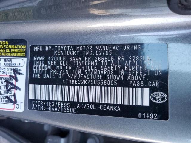 Photo 10 from auction – 2005 TOYOTA CAMRY LE with VIN 4T1BE32K75U556005