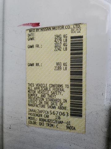 Photo 10 from auction – 2012 NISSAN ALTIMA BAS with VIN 1N4AL2AP7CN567063