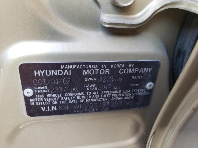 Photo 10 from auction – 2003 HYUNDAI SONATA GL with VIN KMHWF25S73A759799