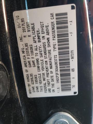 Photo 10 from auction – 2010 HONDA ACCORD LX with VIN 1HGCP2F30AA083772