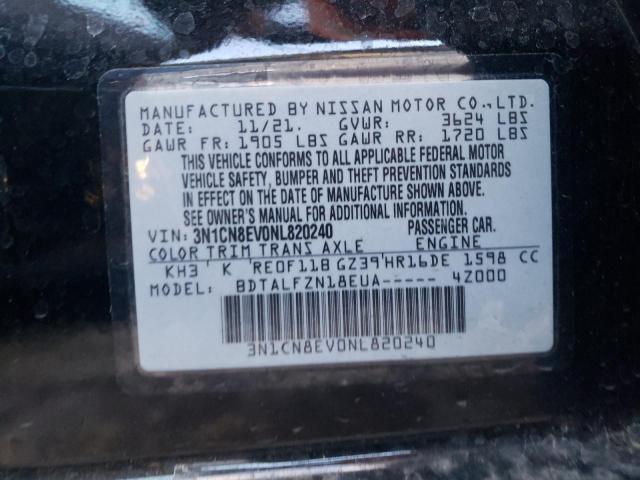 Photo 10 from auction – 2022 NISSAN VERSA SV with VIN 3N1CN8EV0NL820240