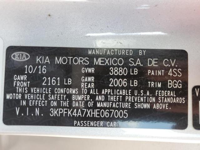 Photo 10 from auction – 2017 KIA FORTE LX with VIN 3KPFK4A7XHE067005