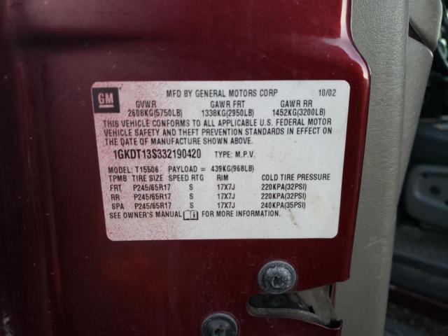 Photo 10 from auction – 2003 GMC ENVOY with VIN 1GKDT13S332190420