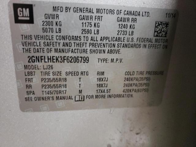 Photo 10 from auction – 2015 CHEVROLET EQUINOX LT with VIN 2GNFLHEK3F6206799