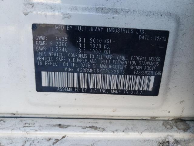 Photo 10 from auction – 2014 SUBARU LEGACY 2.5 with VIN 4S3BMBC64E3022615