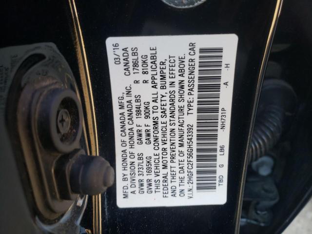 Photo 10 from auction – 2016 HONDA CIVIC LX with VIN 2HGFC2F56GH543392