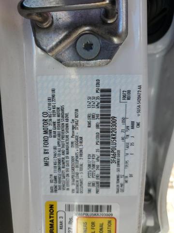 Photo 10 from auction – 2019 FORD FUSION SE with VIN 3FA6P0LU5KR203009