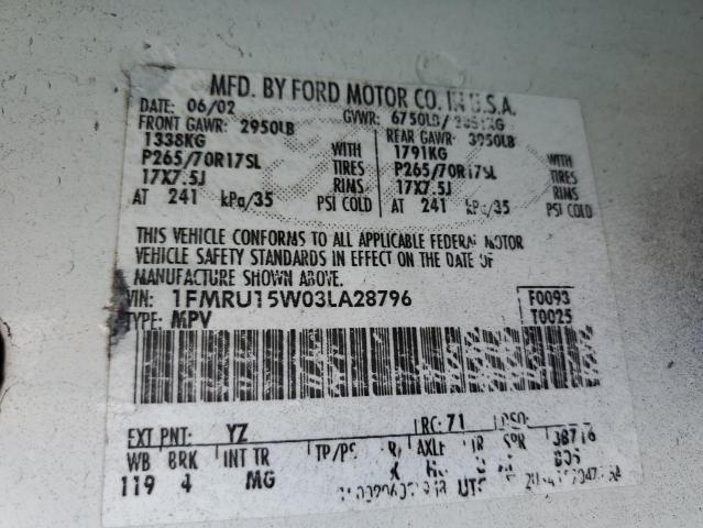 Photo 10 from auction – 2003 FORD EXPEDITION with VIN 1FMRU15W03LA28796