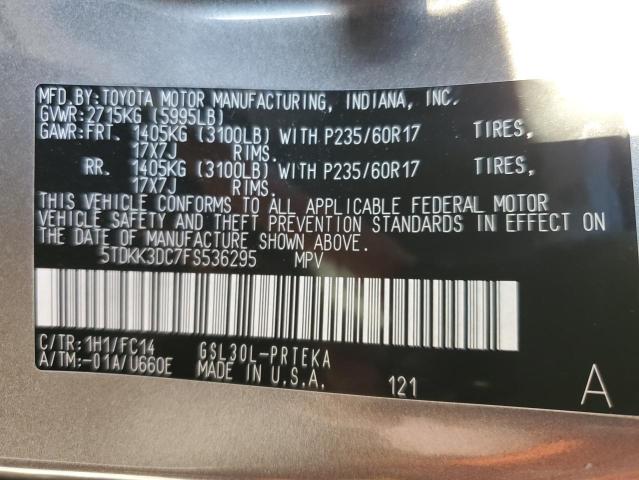 Photo 10 from auction – 2015 TOYOTA SIENNA LE with VIN 5TDKK3DC7FS536295