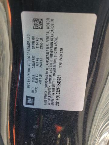 Photo 10 from auction – 2015 CHEVROLET CAMARO LT with VIN 2G1FD1E32F9243761