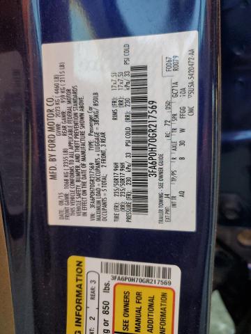Photo 10 from auction – 2016 FORD FUSION SE with VIN 3FA6P0H70GR217569