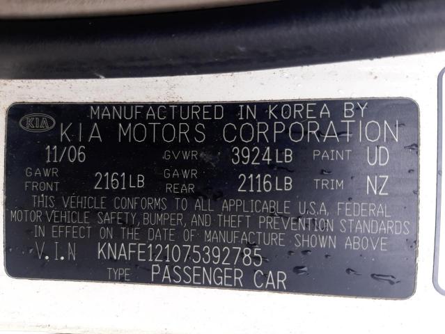 Photo 10 from auction – 2007 KIA SPECTRA EX with VIN KNAFE121075392785
