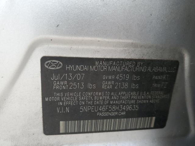 Photo 10 from auction – 2008 HYUNDAI SONATA SE with VIN 5NPEU46F58H349635