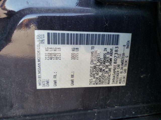 Photo 10 from auction – 2012 NISSAN MAXIMA S with VIN 1N4AA5AP6CC807383