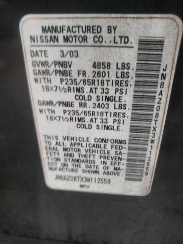 Photo 10 from auction – 2003 NISSAN MURANO with VIN JN8AZ08TX3W112559