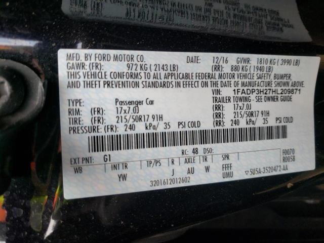 Foto 10 de la subasta – 2017 FORD FOCUS SEL con VIN 1FADP3H27HL209871