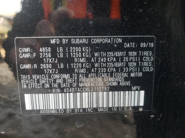 Photo 10 from auction – 2020 SUBARU OUTBACK PR with VIN 4S4BTACCXL3112282
