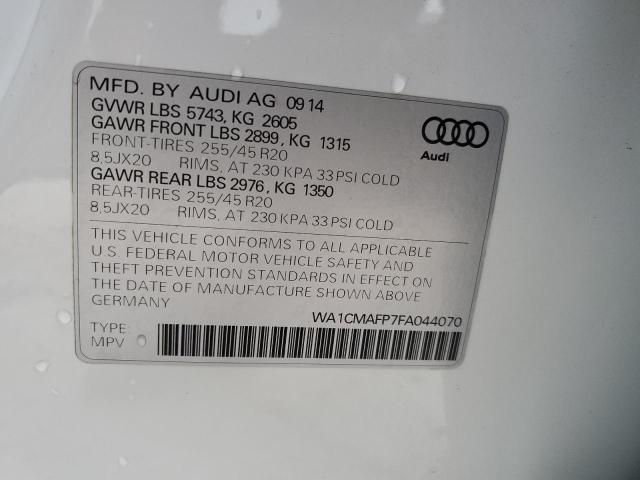 Photo 10 from auction – 2015 AUDI Q5 TDI PRE with VIN WA1CMAFP7FA044070