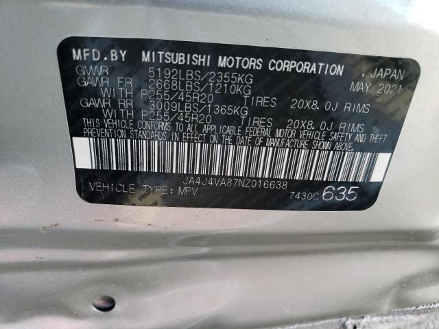 Photo 10 from auction – 2022 MITSUBISHI OUTLANDER with VIN JA4J4VA87NZ016638