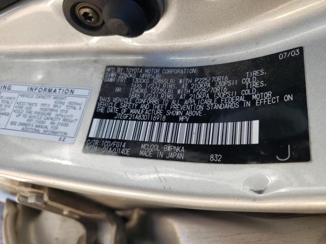 Photo 10 from auction – 2003 TOYOTA HIGHLANDER with VIN JTEGF21A830116918