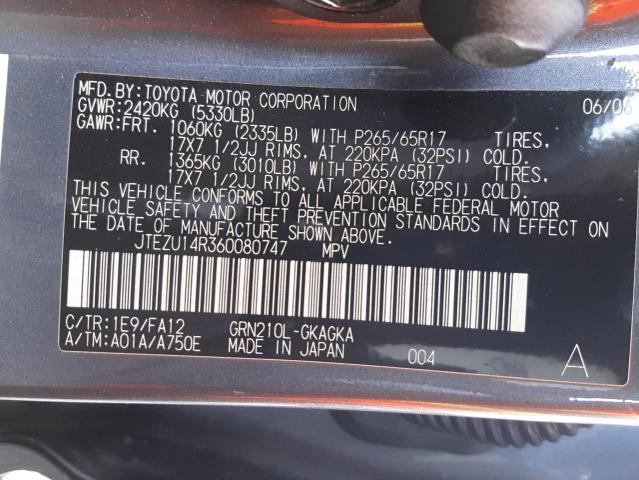 Photo 10 from auction – 2006 TOYOTA 4RUNNER SR with VIN JTEZU14R360080747