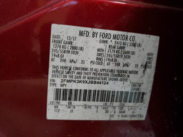 Photo 10 from auction – 2018 FORD EDGE TITAN with VIN 2FMPK3K9XJBB44124