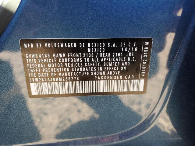 Photo 10 from auction – 2017 VOLKSWAGEN JETTA S with VIN 3VW2B7AJ0HM268278