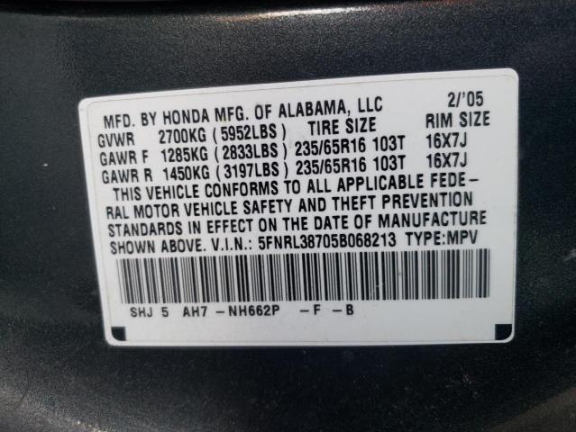 Photo 10 from auction – 2005 HONDA ODYSSEY EX with VIN 5FNRL38705B068213