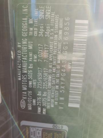 Photo 10 from auction – 2016 KIA SORENTO LX with VIN 5XYPG4A34GG169856