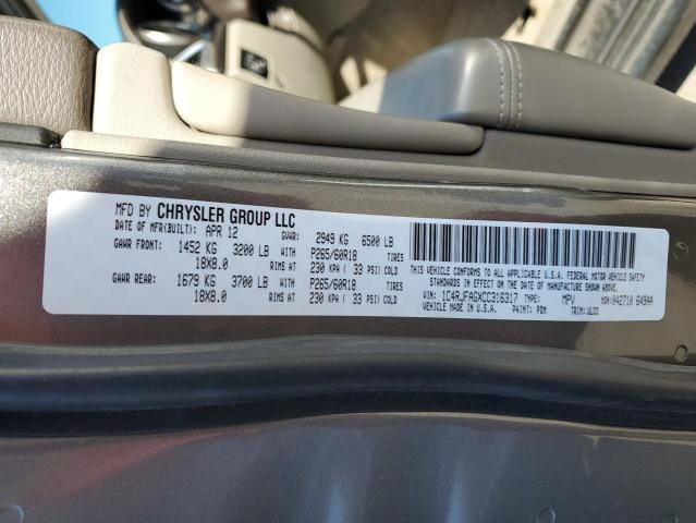 Photo 10 from auction – 2012 JEEP GRAND CHER with VIN 1C4RJFAGXCC316317