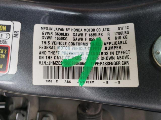 Photo 10 from auction – 2012 HONDA INSIGHT LX with VIN JHMZE2H56CS004064