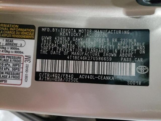 Photo 10 from auction – 2007 TOYOTA CAMRY CE/L with VIN 4T1BE46K27U586659