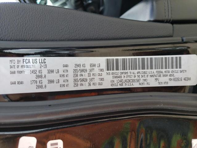 Photo 10 from auction – 2019 DODGE DURANGO SX with VIN 1C4RDJAG3KC691507